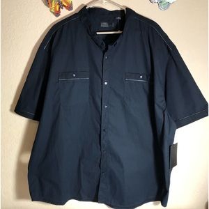 Steve’s Jeans Short Sleeve Button Down, 4X, NWT, Black w/Leather, Big & Tall